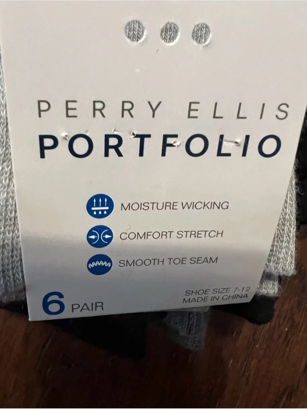 Perry Ellis Mens Portfolio Moisture Wicking Socks Black/Gray 6 Pair Shoe Sz 7-12